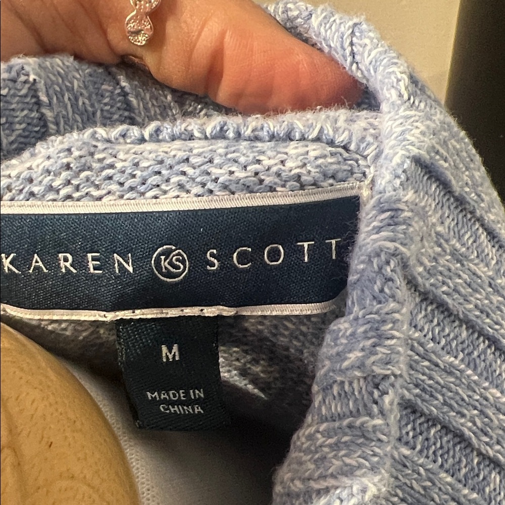 Karen Scott Light Blue Cowl Neck Sweater - Picture 2 of 4